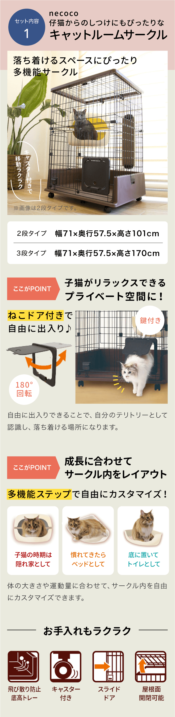 ネコちゃん用 necoco キャットルームサークル スターターセット
